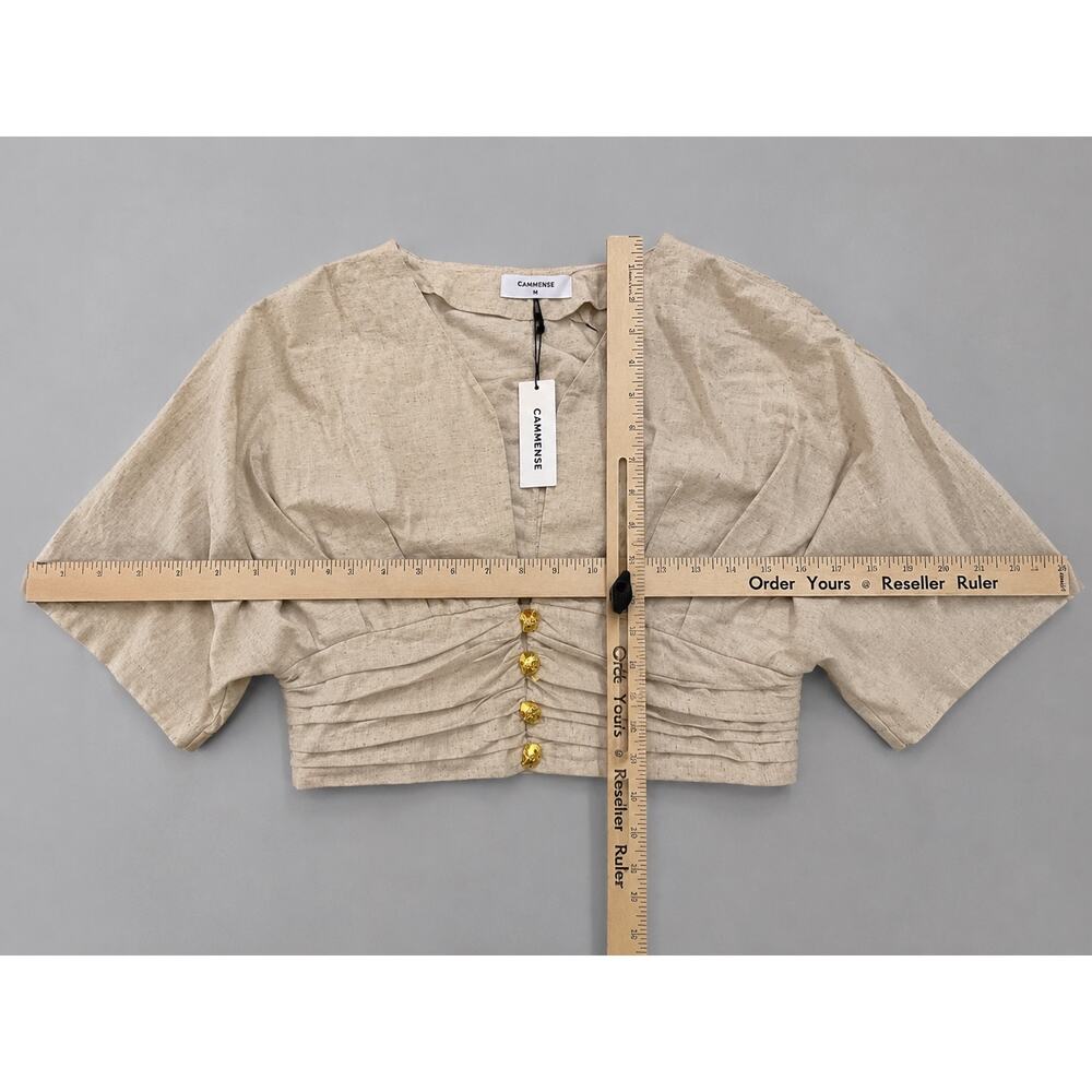 Commense Linen Blend Crop Top Medium NWT Beige Boho Cottagecore Chic - Picture 3 of 3